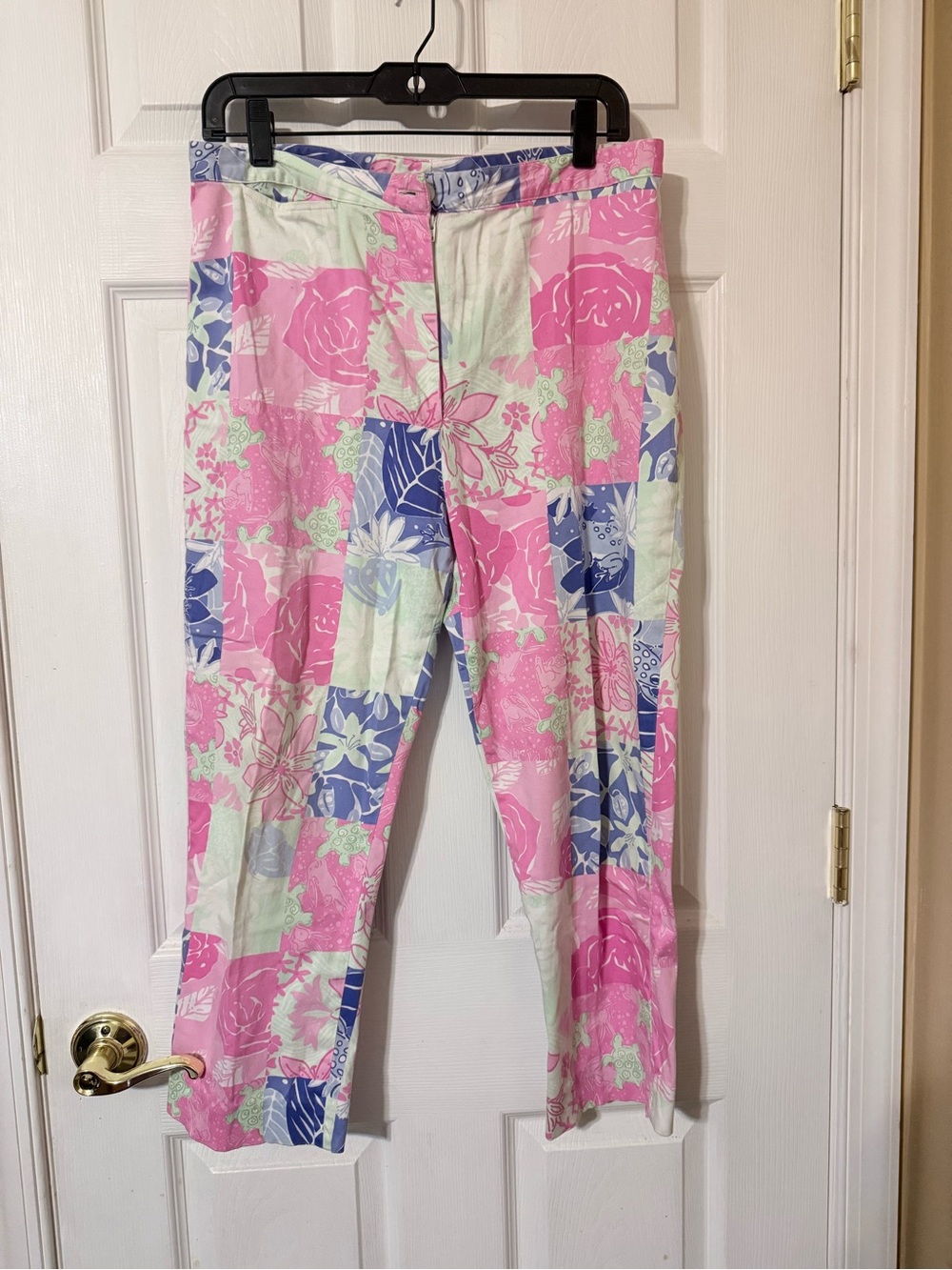 Lilly Pulitzer Pink, Blue & Cream Floral Patchwork Wide-Leg Pants